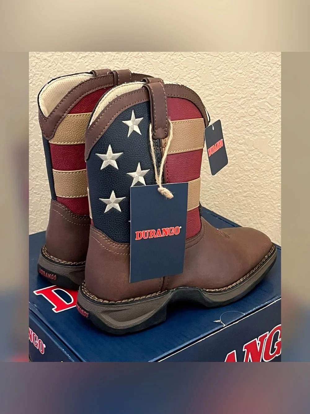 Durango Boys American Flag Western Square Boots Boy Size-2.5